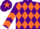 Silk - Purple, orange diamonds, orange chevrons on sleeves, purple cap, orange star