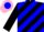 Silk - Black, blue diagonal stripes, pink emblem on blue ball, black sleeves