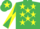 Silk - Emerald green, yellow stars, diabolo on sleeves and star on cap