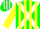 Silk - Green, white cross sashes, yellow stripes on sleeves