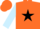 Silk - Orange, black star, light blue sleeves, orange cap