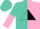Silk - Turquoise and pink halves, black triangle, turquoise and pink halved sleeves