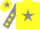 Silk - Yellow, grey star, grey sleeves, yellow stars, yellow cap, grey star