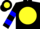 Silk - Black, yellow ball, blue hoops on sleeves