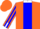 Silk - Orange, blue stripe, striped sleeves, white collar and cuffs, orange cap