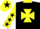 Silk - Black, yellow maltese cross, collar and sleeves, black stars and cuffs, yellow cap, black star