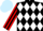Silk - BLACK and WHITE diamonds, RED and BLACK striped sleeves, LIGHT BLUE cap
