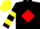 Silk - Black, red diamond, black and yellow hooped sleeves, yellow cap