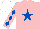 Silk - Pink, royal blue star, royal blue diamonds on sleeves, white cap