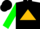 Silk - Black, gold triangle, green sleeves, black cap