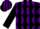Silk - Purple, black diamonds & racehorse emblem, black stripes on sleeves