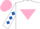 Silk - White, Pink inverted triangle, White sleeves, Royal Blue diamonds, Pink cap.
