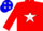 Silk - Red, blue 'gv' on white star, red stars