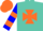 Silk - Turquoise blue, orange maltese cross, hooped sleeves, orange cap