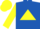 Silk - Royal blue, yellow triangle, blue bars on yellow sleeves, yellow cap