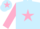 Silk - Light blue, pink star & sleeves, pink star on cap