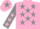 Silk - Pink, grey stars, grey sleeves, pink stars, pink cap, grey star