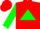 Silk - Red, white 'a/r' on green triangle, green sleeves, red cap