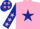 Silk - Pink, Dark Blue star, Dark Blue sleeves, Pink stars.