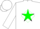 Silk - White, green and black star emblem, green diamond, white kc on sleeves, white cap