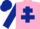 Silk - Pink, Dark Blue Cross of Lorraine, sleeves and cap.