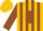 Silk - Gold, soaring eagle emblem, brown side panels, brown stripes and diamond on slvs, gold cap