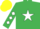 Silk - Emerald green, white star, diamonds on sleeves, yellow cap