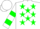 Silk - White, green stars, green hoops on sleeves, white cap