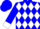 Silk - Blue 'san caballero' emblem, white 'aldavaz racing' white diamonds, white cuffs