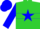 Silk - Lime green, blue star, blue hoop on sleeves, blue cap