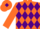 Silk - Orange and purple diamonds, orange sleeves, orange cap, purple diamond