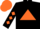 Silk - Black, black 'kc' on orange triangle, orange diamonds on sleeves, orange cap