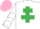 Silk - White, Emerald Green Cross of Lorraine, Emerald Green and White chevrons on sleeves, Pink cap.