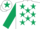 Silk - White, Dark Green stars, sleeves and star on cap.