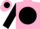 Silk - Pink, pink 'dqr' on black ball, pink bars on black sleeves