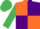 Silk - Orange and Purple (quartered), Emerald Green sleeves and cap.