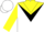 Silk - White, yellow yoke, black inverted chevron, yellow sleeves