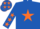 Silk - Royal blue, orange star, royal blue sleeves, orange stars, royal blue cap, orange stars