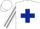 Silk - White body, dark blue saint andre's cross, white arms, grey striped, white cap