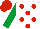 Silk - WHITE, red spots, emerald green sleeves, red cap