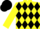 Silk - Yellow body, black three diamonds, yellow arms, black cap