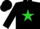 Silk - Black, lime green star front & back, black cap