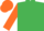 Silk - Emerald green, orange circled 'h', orange blocks on sleeves, orange cap