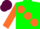 Silk - Green body, orange large spots, orange arms, garnet cap