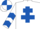 Silk - White, royal blue cross of lorraine, chevrons on sleeves, quartered cap