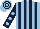Silk - Light blue and dark blue stripes, dark blue sleeves, light blue spots, light blue and dark blue hooped cap