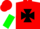 Silk - Red, black maltese cross, white and green halved sleeves