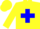 Silk - Yellow body, blue saint's cross andre, yellow arms, blue hooped, yellow cap, blue hooped