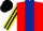Silk - Red, dark blue panel, yellow & black striped sleeves, black cap
