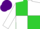 Silk - Lime green and white quarters, purple blocks on white sleeves, purple cap